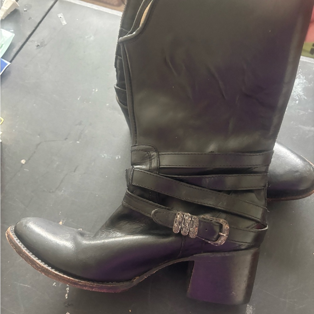 Freebird by Steven Black Leather Heeled Boots